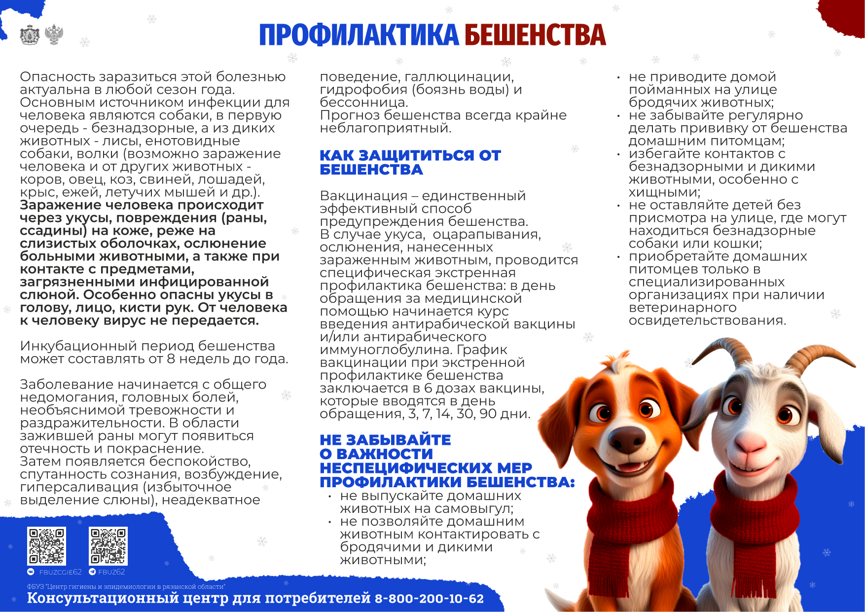 Профилактика острых респираторных инфекций, гриппа, кишечных инфекций, бешенства.